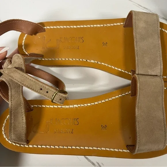 K. Jacques St. Tropez Women’s Strappy Platform Sandal Beige Suede Staps Size 7.5 - Picture 5 of 11